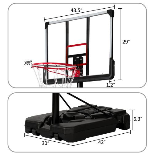 Portable Basketball Hoop &amp; Goal, Outdoor Basketball System with 6.6-10ft Height Adjustment for Youth and Adults,Black