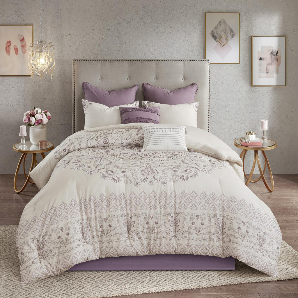 Home Essence Kaia 8 Piece Cotton Printed Reversible Comforter Set