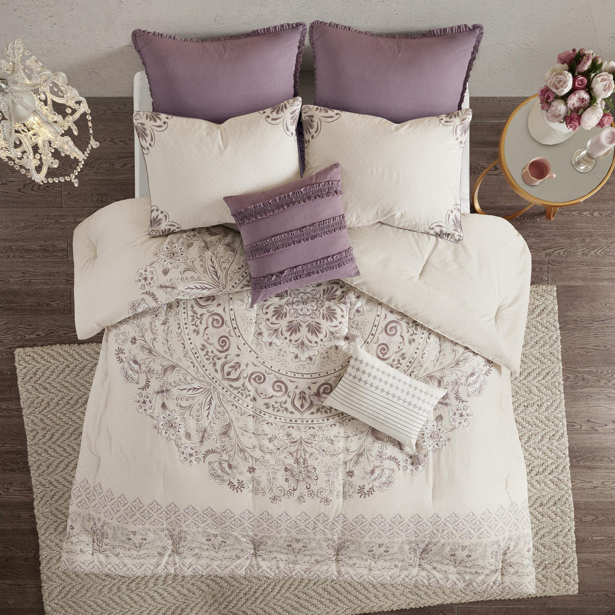 Home Essence Kaia 8 Piece Cotton Printed Reversible Comforter Set