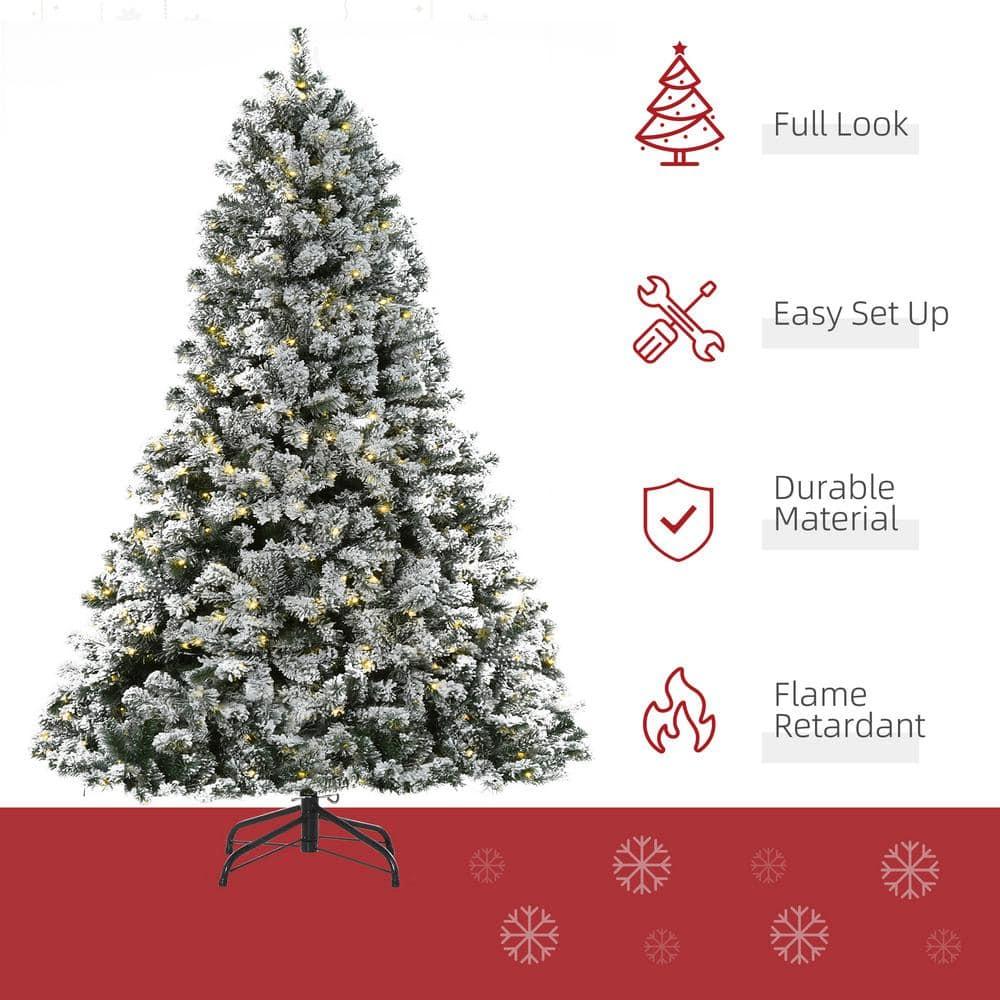 7.5 ft. Pre-Lit LED Flocked Douglas Fir Artificial Christmas Tree with 550 Warm White Lights and 1346 Tips