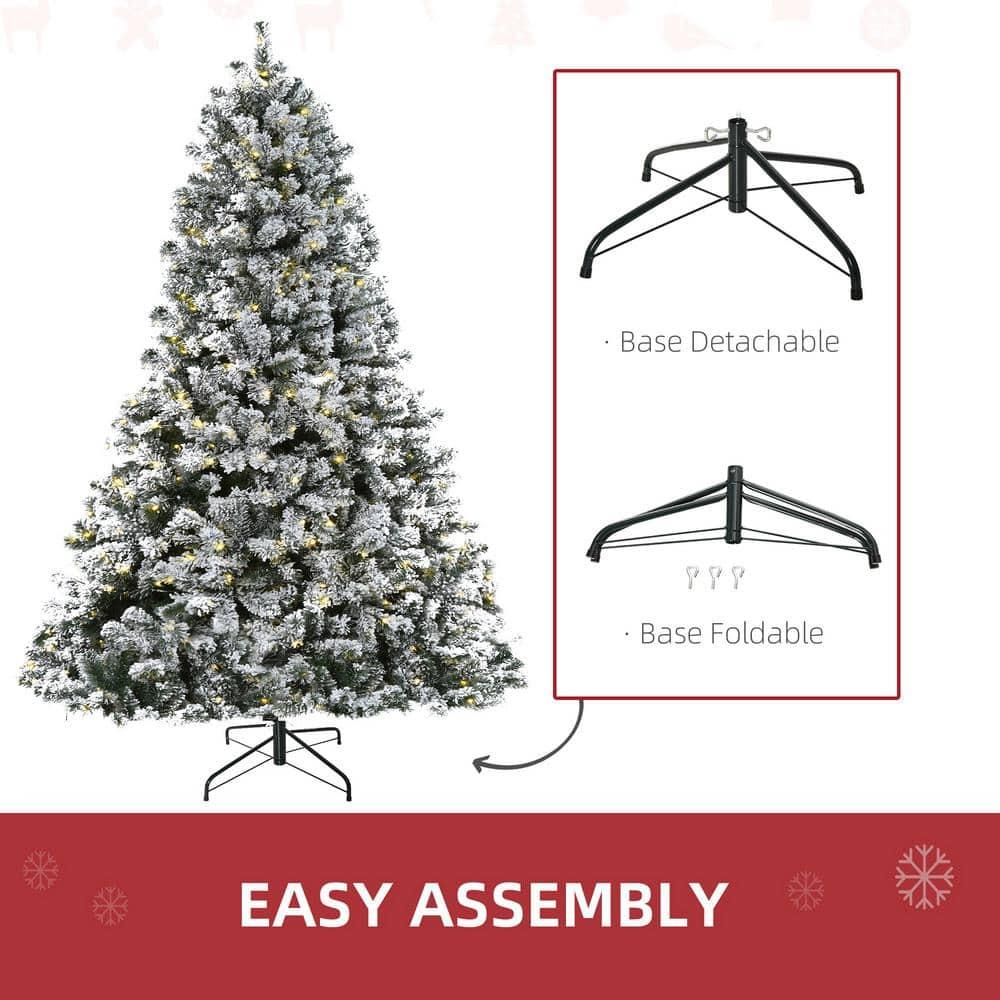 7.5 ft. Pre-Lit LED Flocked Douglas Fir Artificial Christmas Tree with 550 Warm White Lights and 1346 Tips