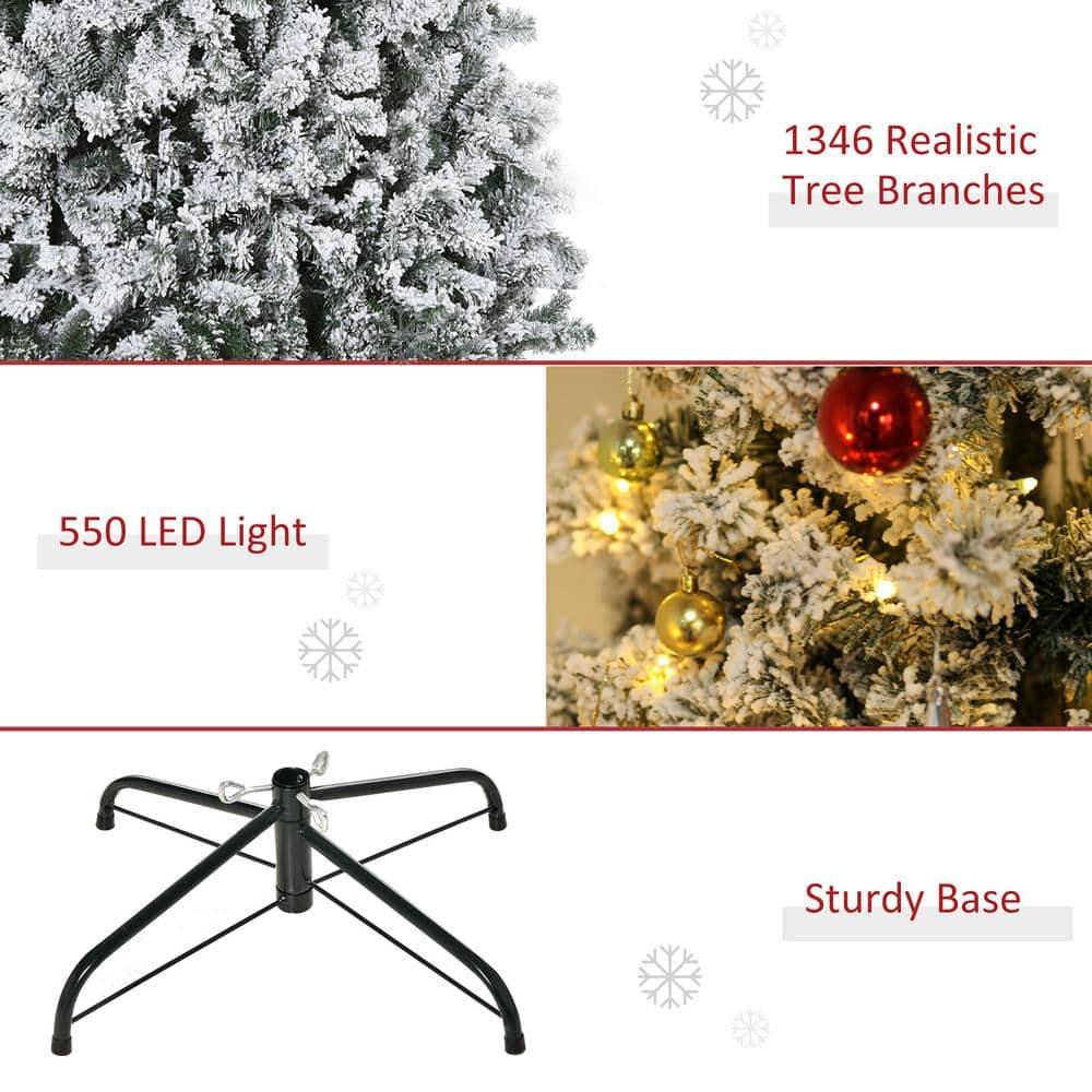 7.5 ft. Pre-Lit LED Flocked Douglas Fir Artificial Christmas Tree with 550 Warm White Lights and 1346 Tips