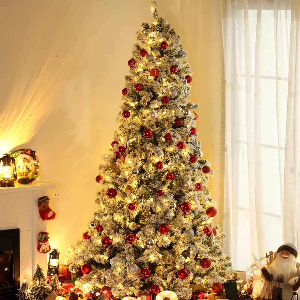 7.5 ft. Pre-Lit LED Flocked Douglas Fir Artificial Christmas Tree with 550 Warm White Lights and 1346 Tips