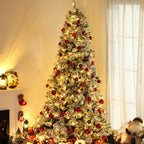 7.5 ft. Pre-Lit LED Flocked Douglas Fir Artificial Christmas Tree with 550 Warm White Lights and 1346 Tips