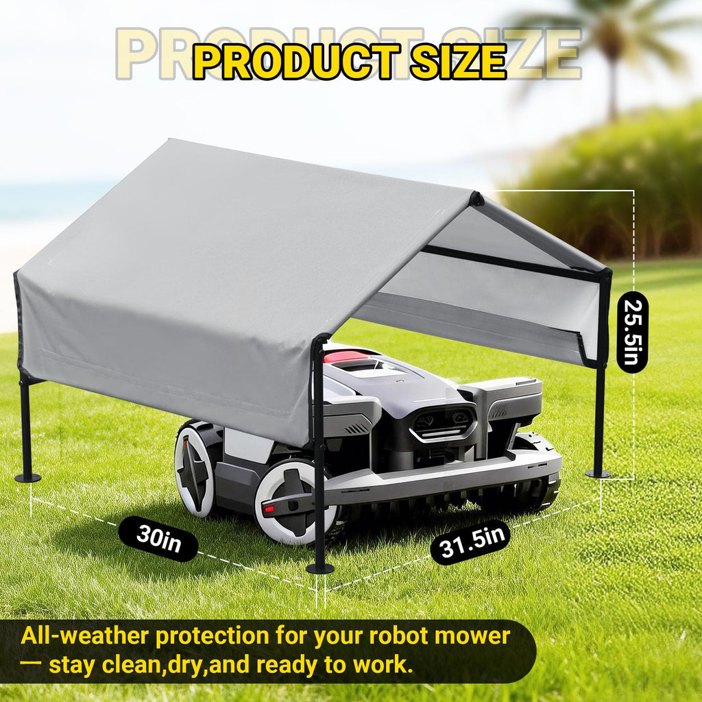 Robot Mower Gara+ Waterproof Cover, 32"x30"x26" | Heavy Steel Frame | Thickened 600D Oxford Fabric Sun Resistant Dustproof Shelter, Fits , , Segway, WORX, , &amp; more