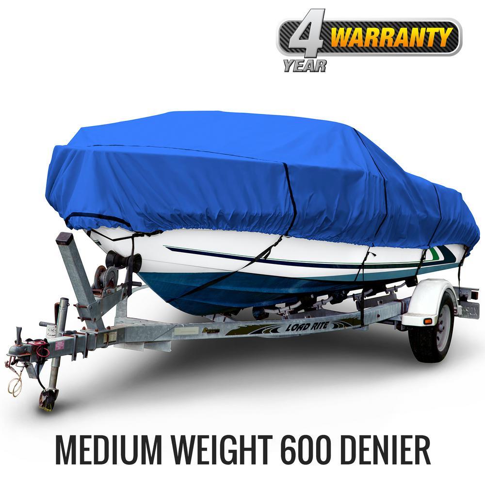 Sportsman 600 Denier 17 ft. to 19 ft. (Beam Width to 102 in.) Blue V-Hull Fishing Boat Cover BT-5