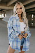love oversized flannel - baby blue