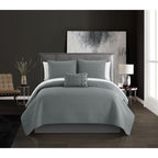 Chic Home Hayden Striped Box Stitched  Bed In A Bag Quilt Set - Queen 90x90", Grey - Queen,Grey