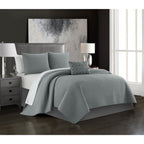 Chic Home Hayden Striped Box Stitched  Bed In A Bag Quilt Set - Queen 90x90", Grey - Queen,Grey