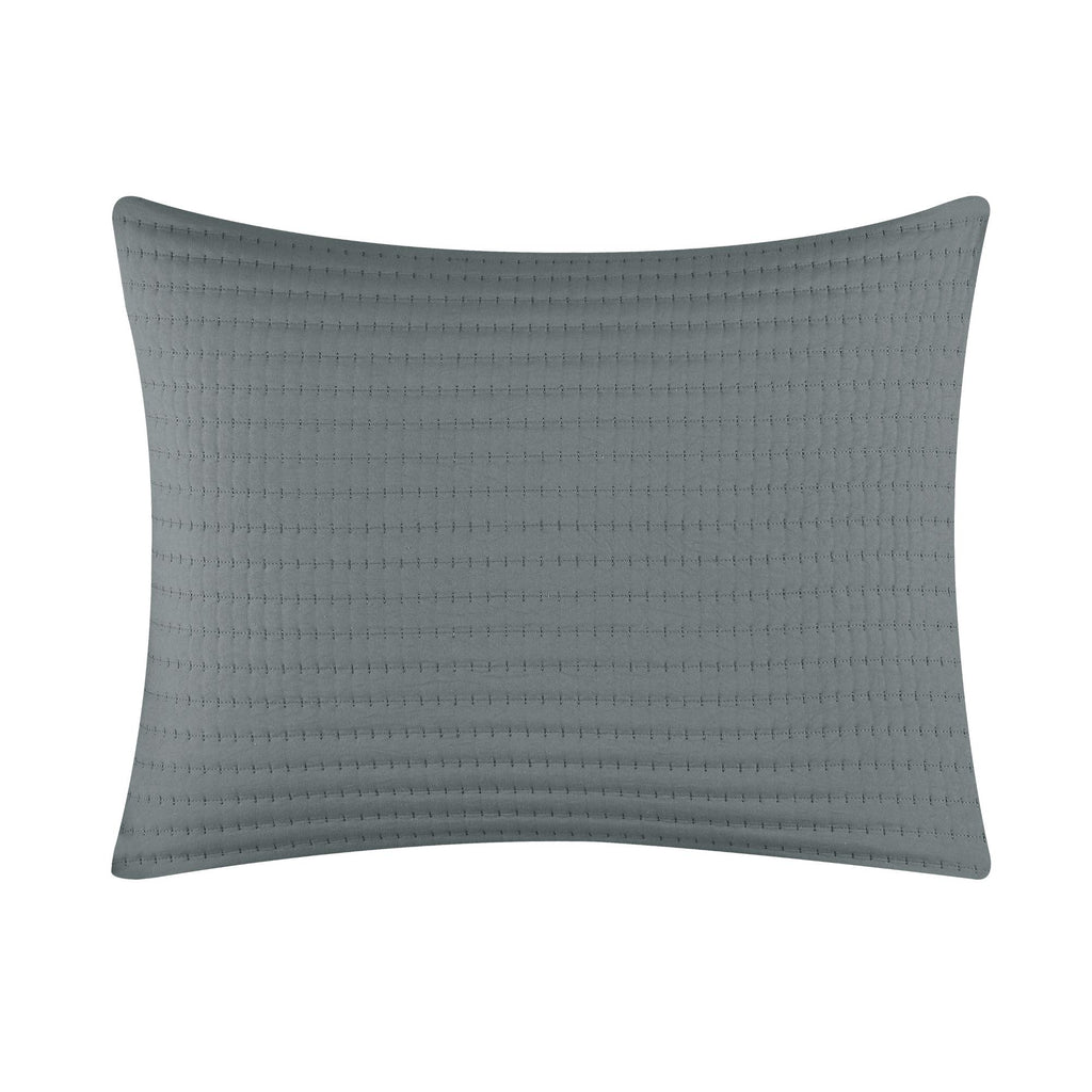 Chic Home Hayden Striped Box Stitched  Bed In A Bag Quilt Set - Queen 90x90", Grey - Queen,Grey