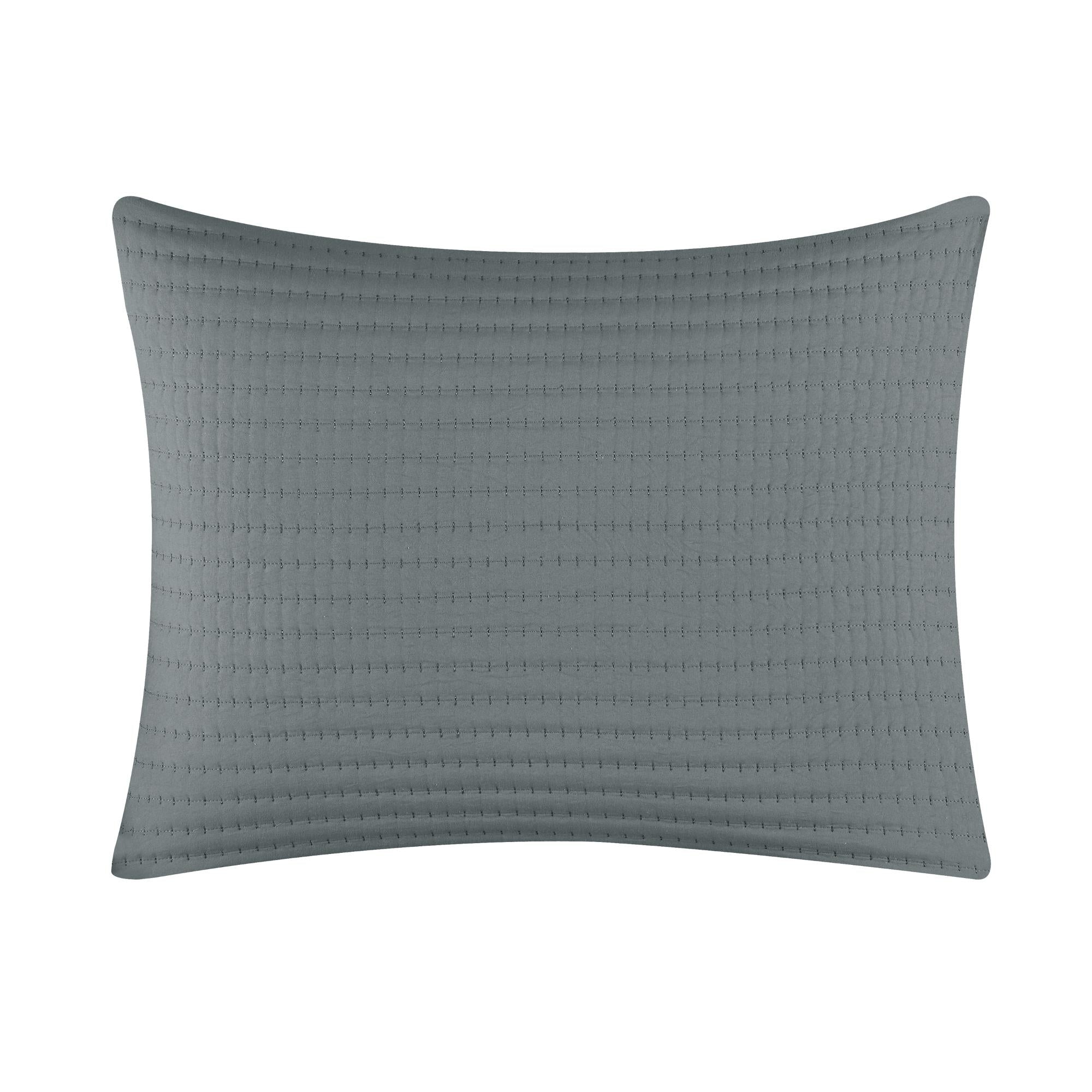 Chic Home Hayden Striped Box Stitched  Bed In A Bag Quilt Set - Queen 90x90", Grey - Queen,Grey
