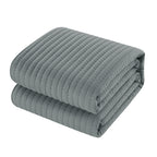 Chic Home Hayden Striped Box Stitched  Bed In A Bag Quilt Set - Queen 90x90", Grey - Queen,Grey