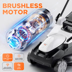 16 Inch Lawn Mower 2 x 20V Brushless Electric Mowers for Garden Yards, Lightweight Cordless Lawnmower with 6-Position Height Adjustment, 2 x 4.0Ah Battery Include