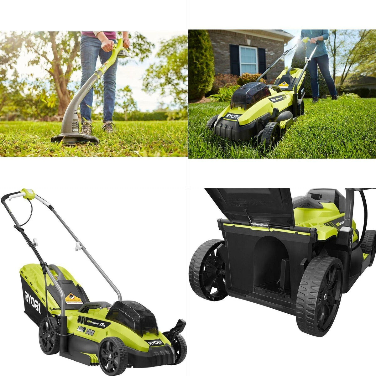 13 in. one+ 18-volt lithium-ion battery walk behind push lawn mower & strin