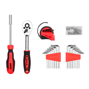 Tool Set:158 Piece Home Tool Kit, Household Basic Repair Tool Set Comes with Plastic StoraCase-Red