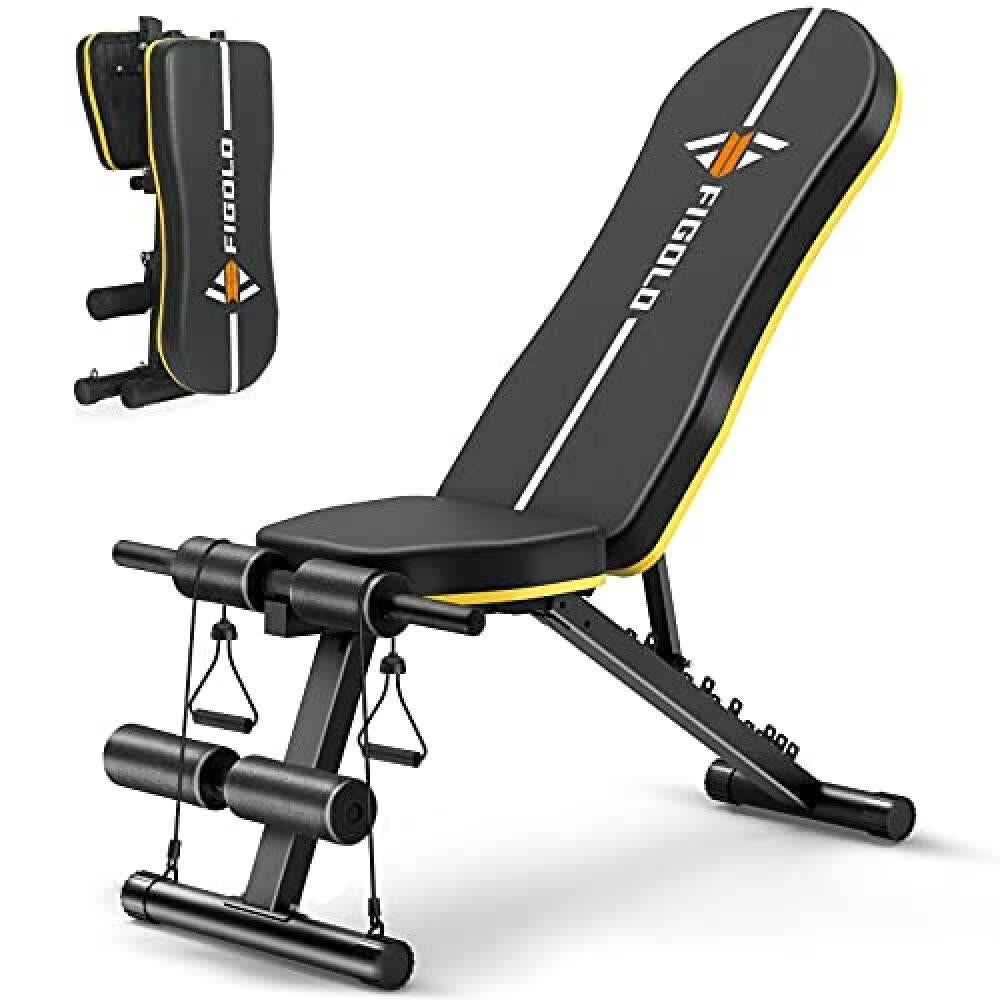 Weight Bench Adjustable, Workout Bench with Thicken Premium Steel Widen Seat for Home Gym Strength Training Press Bench with Easy Installation - Black