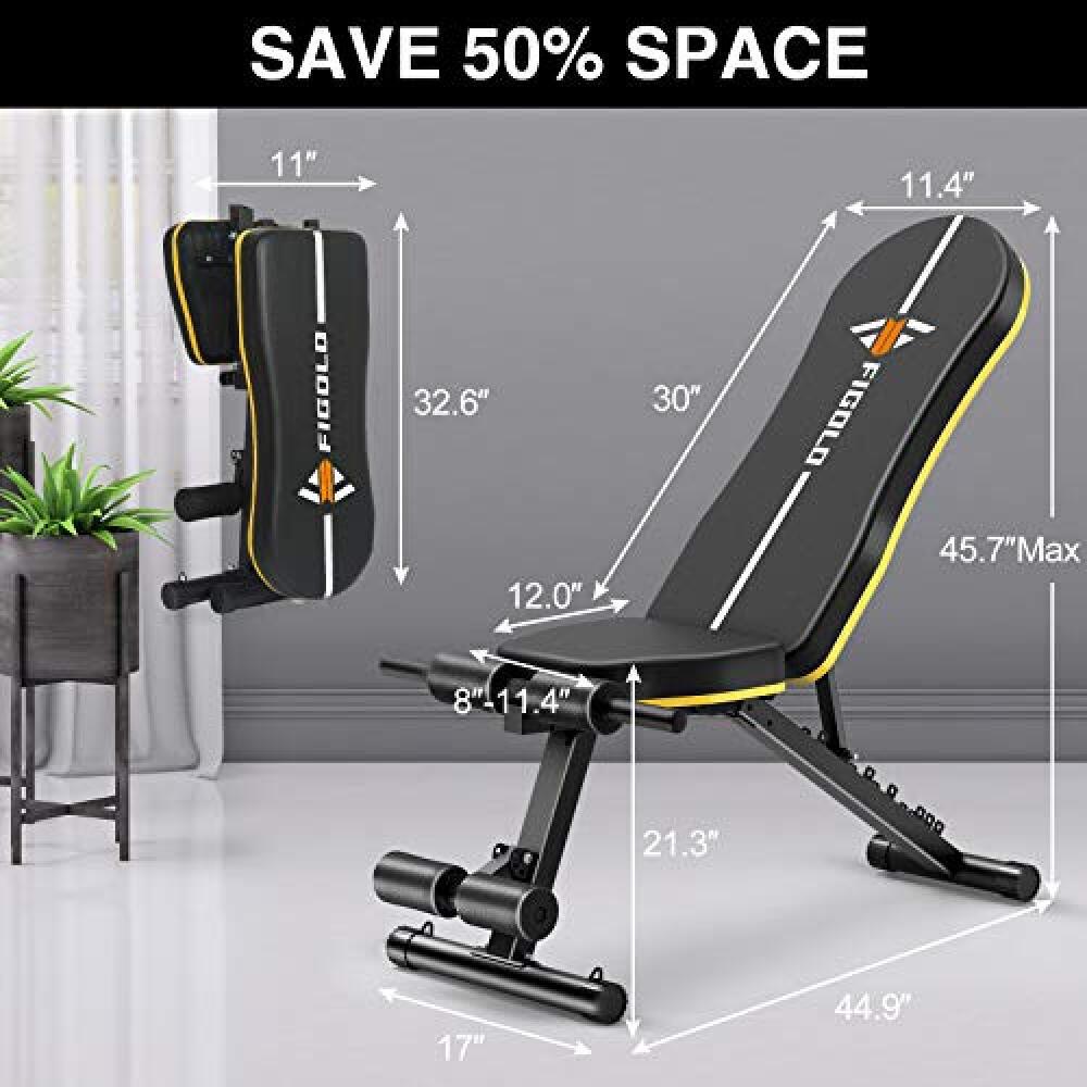 Weight Bench Adjustable, Workout Bench with Thicken Premium Steel Widen Seat for Home Gym Strength Training Press Bench with Easy Installation - Black