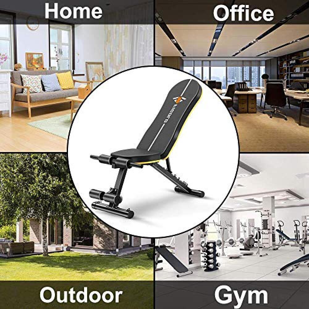 Weight Bench Adjustable, Workout Bench with Thicken Premium Steel Widen Seat for Home Gym Strength Training Press Bench with Easy Installation - Black