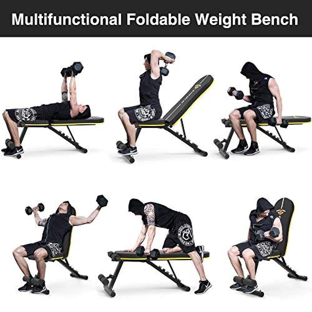 Weight Bench Adjustable, Workout Bench with Thicken Premium Steel Widen Seat for Home Gym Strength Training Press Bench with Easy Installation - Black