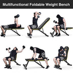 Weight Bench Adjustable, Workout Bench with Thicken Premium Steel Widen Seat for Home Gym Strength Training Press Bench with Easy Installation - Black