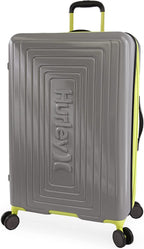 Suki Hardside Spinner Check in Luggage 29", Light Grey/Neon