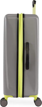 Suki Hardside Spinner Check in Luggage 29", Light Grey/Neon
