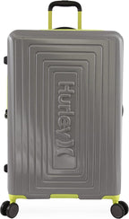 Suki Hardside Spinner Check in Luggage 29", Light Grey/Neon