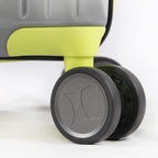 Suki Hardside Spinner Check in Luggage 29", Light Grey/Neon