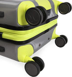 Suki Hardside Spinner Check in Luggage 29", Light Grey/Neon