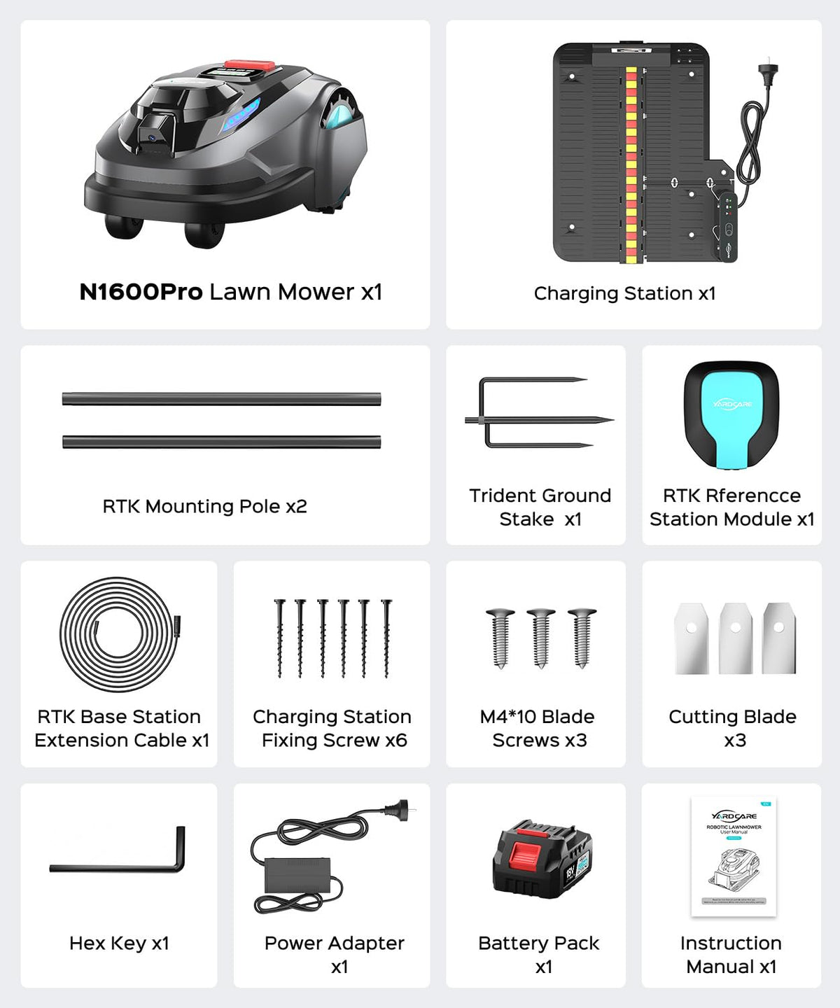 N1600 PRO Wireless Robotic Lawn Mower, RTK &amp; Vision Navigation, Up to 0.4 Acre Coverage, Smart App Control, Multi-Zone Mapping, Systematic Mowing Robot
