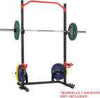 Sunny Health &amp; Fitness Power Zone Squat Stand Rack Power Ca- SF-XF9931, Black/Red