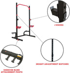 Sunny Health &amp; Fitness Power Zone Squat Stand Rack Power Ca- SF-XF9931, Black/Red
