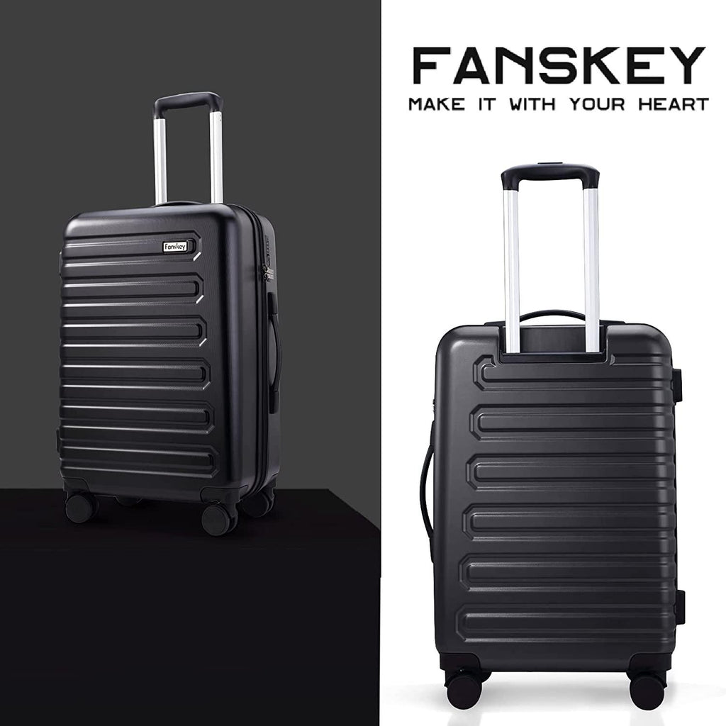 Luggage, 3 Piece Set Suitcase with Spinner wheels, Hardshell, Lightweight, TSA Lock (Black)
