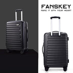 Luggage, 3 Piece Set Suitcase with Spinner wheels, Hardshell, Lightweight, TSA Lock (Black)