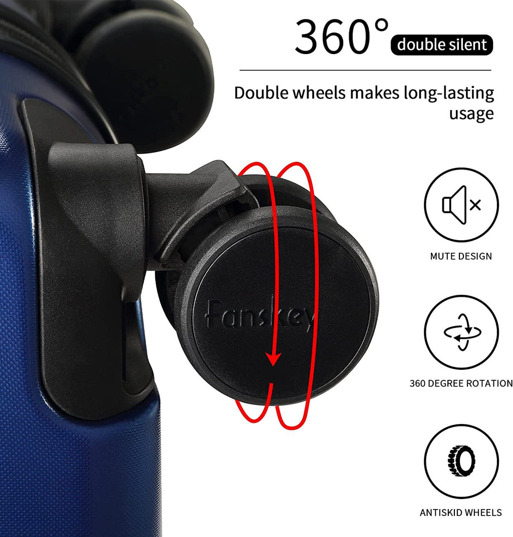 Luggage, 3 Piece Set Suitcase with Spinner wheels, Hardshell, Lightweight, TSA Lock (Black)