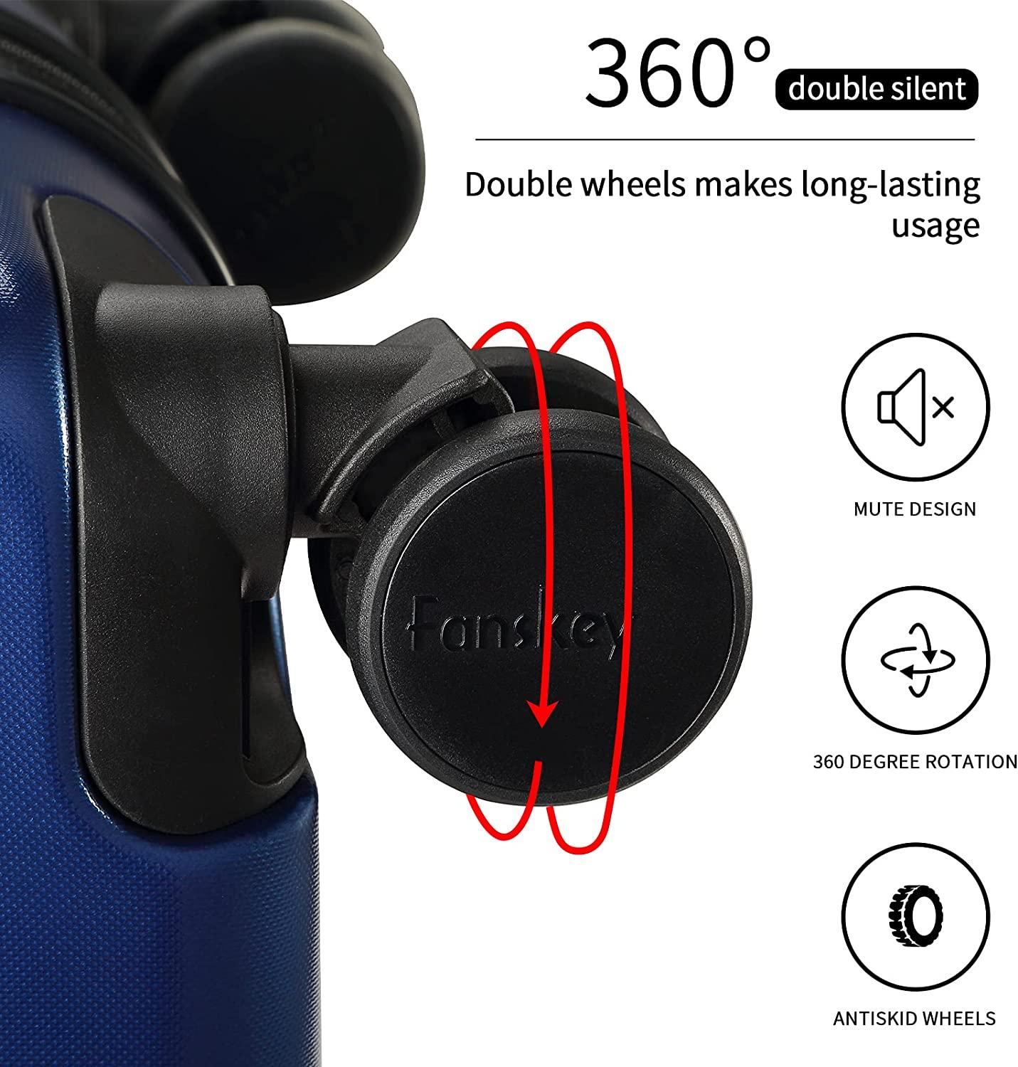 Luggage, 3 Piece Set Suitcase with Spinner wheels, Hardshell, Lightweight, TSA Lock (Black)