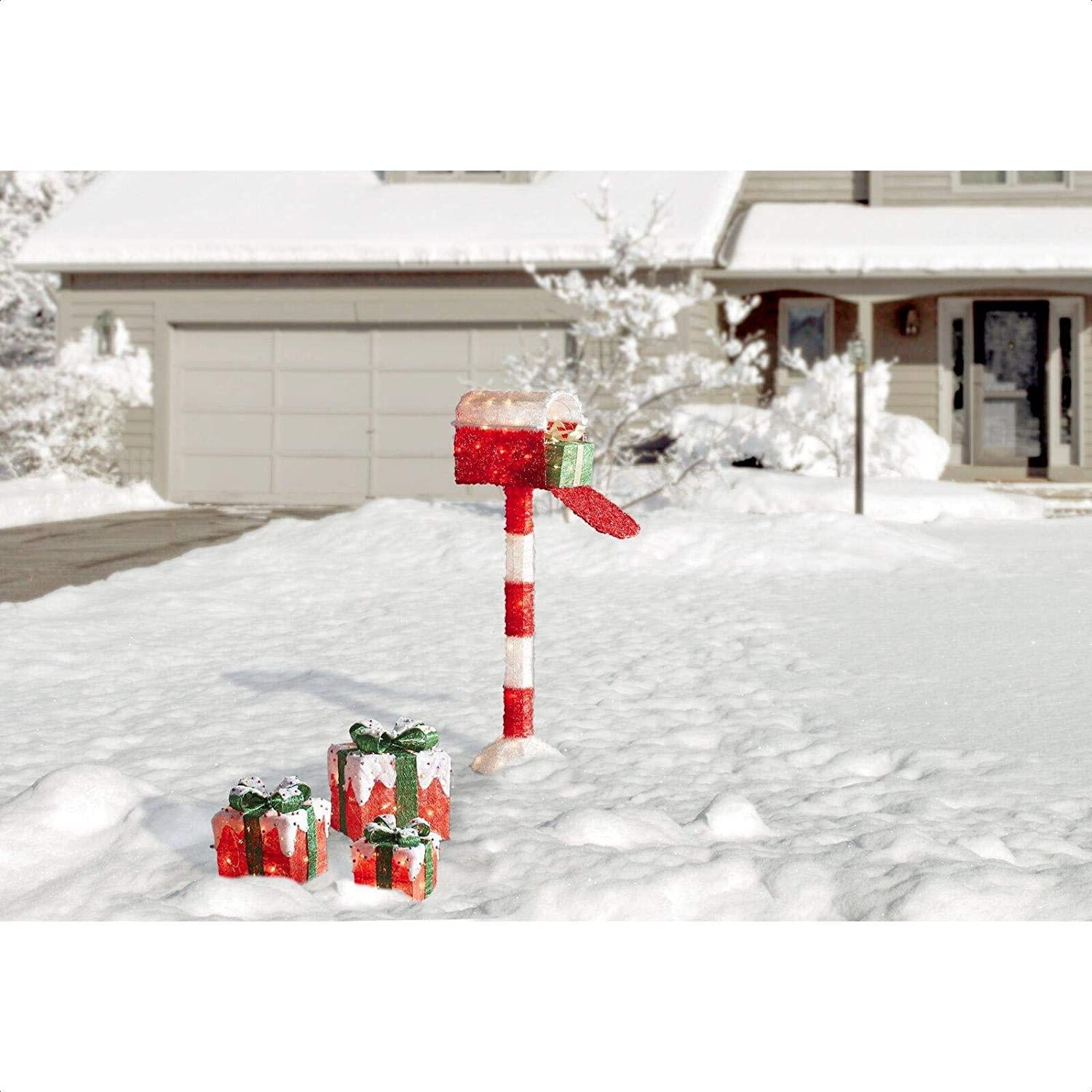 Palaney Decorative Décor Pre-Lit Mailbox Christmas Decoration Lighted Display