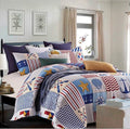 Blue Seashells, Anchors, Compass &amp; Lighthouse Nautical Coastal Queen Quilt &amp; Shams