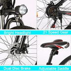 Vivi 26" Electric Bike Ebike,350W Electric Mountain Bike,Adult Electric Bicycles with Removable 36V 8Ah Battery,Professional 21 Speed Electric Bicycle,20 MPH &amp; 35 Miles Range,3 WorModes