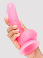 BASICS Glow In the Dark Realistic Suction Cup Dildo 6 Inch, Pink