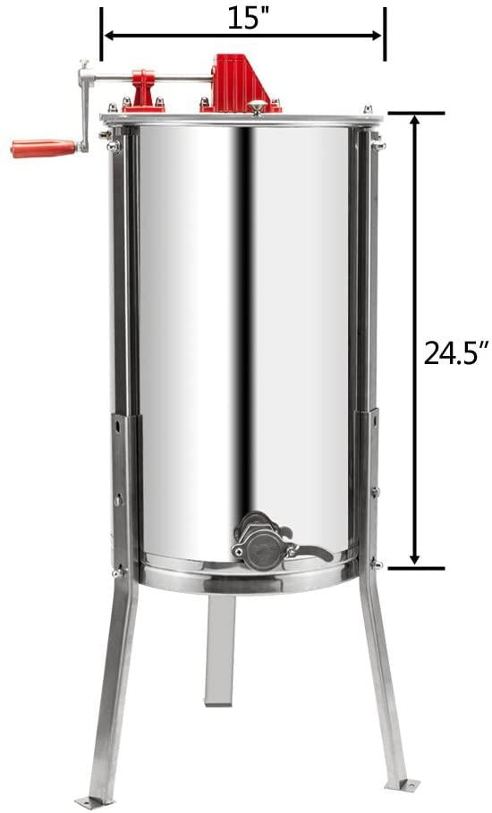 vingli upgraded 3 frame honey extractor separator, food grade stainless steel honeycomb spinner drum manual crank with adjustable height stands,beekeeping pro extraction apiary centrifuge equipment