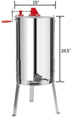 vingli upgraded 3 frame honey extractor separator, food grade stainless steel honeycomb spinner drum manual crank with adjustable height stands,beekeeping pro extraction apiary centrifuge equipment
