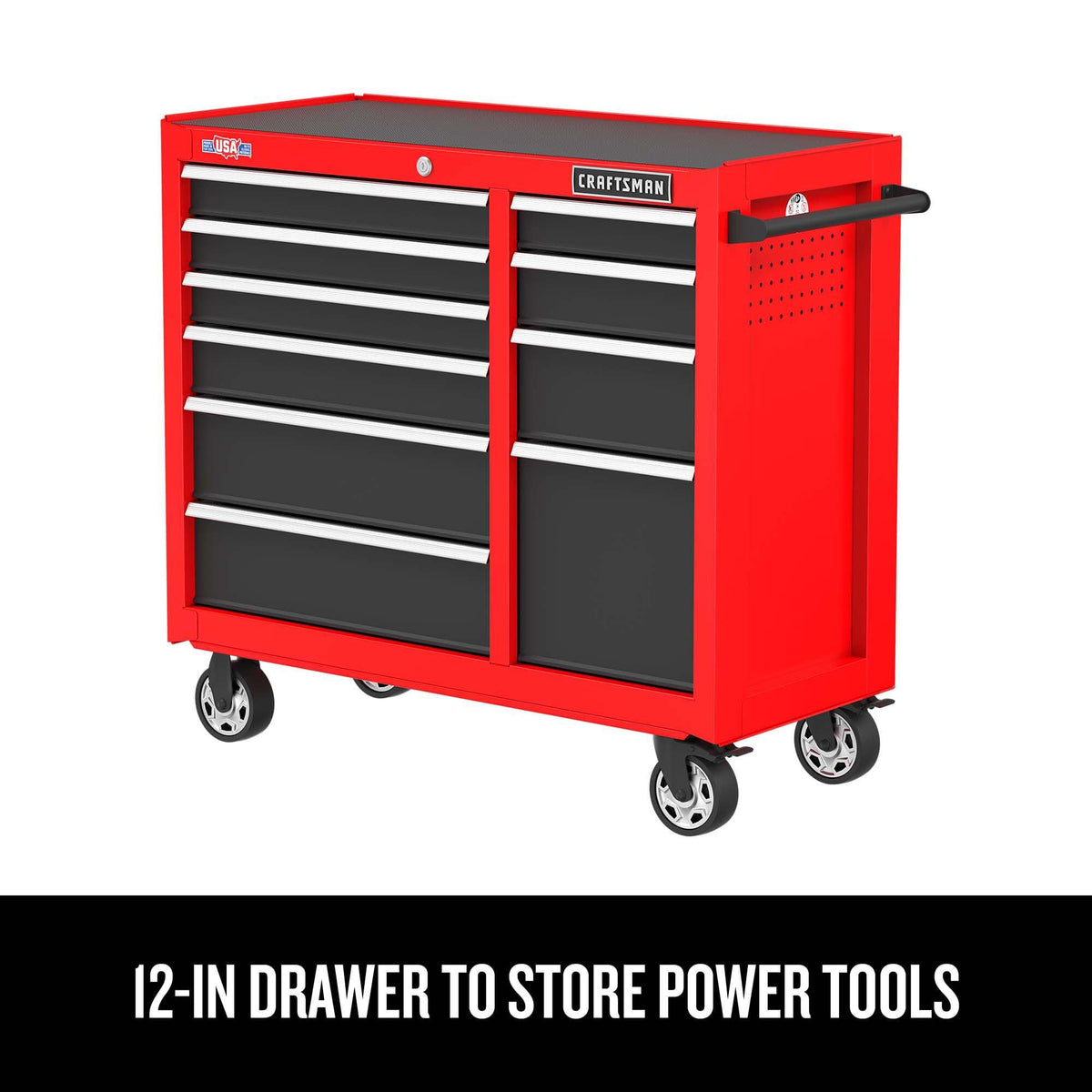 41" Rolling Tool Chest, 10-Drawer Steel Tool Cabinet with Drawer Trays and Paper Towel Holder (CMST341102RB)