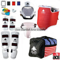 Pine Tree Complete Vinyl Martial Arts Sparring Gear Set with Bag, Shin Insteps, &amp; Groin, Small Red Headgear, LarOther Gears Male