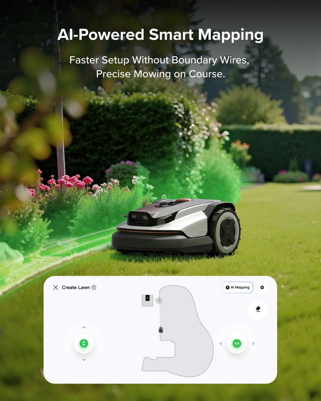 RockNeo Q110H Robot Lawn Mower, Wire-Robotic Lawn Mower with Full-Band RTK + VSLAM Navigation, Auto Mapping, AI Vision Obstacle Avoidance, App Control, 45% Slope, Covers Up to 1/4 Acre