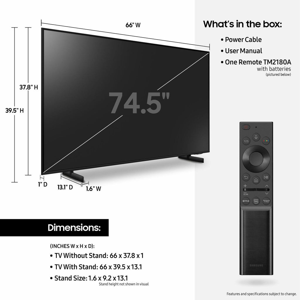samsung au8000 75" 4k ultra hd hdr smart led tv - 2021 model *un75au8000