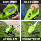 48V (24V x 2) 20" Cordless Battery Mower, 12" String Trimmer/Edger, &amp; 320 CFM Blower Combo Kit w/ (2) 4.0Ah Batteries, (1) 2.0Ah Battery &amp; Chargers