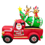 8' Air Blown Inflatable Santa's Christmas Tree Delivery Truck w/ Reindeer Yard Decoration GTC81103-8