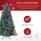6ft Pre-Lit Spruce Hinged Artificial Christmas Tree w/ 250 Multicolored Lights, Foldable Stand