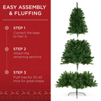 6ft Pre-Lit Spruce Hinged Artificial Christmas Tree w/ 250 Multicolored Lights, Foldable Stand
